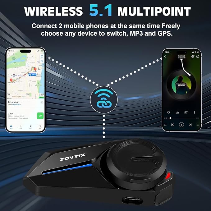 Motorcycle Helmet Headsets, 2 Riders 500M Helmet Communication System S2 - Image 2