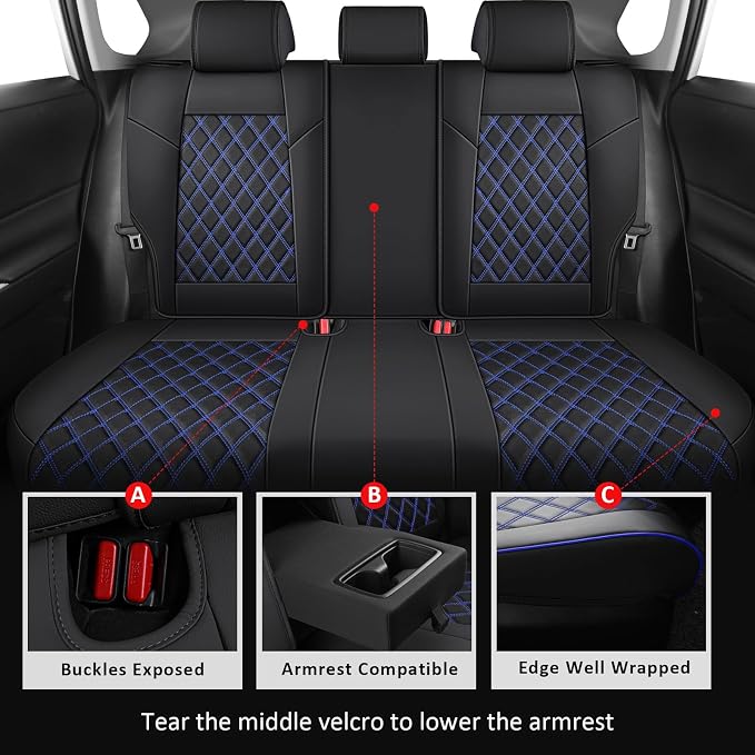 MIROZO Rav4 Seat Covers Full Set, Faux Leather Car Seat Covers Compatible - Image 4