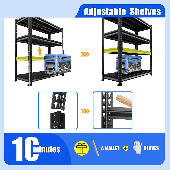 48" W Garage Shelving Heavy Duty, 1800LBS Loads Adjustable Garage Storage - Image 7