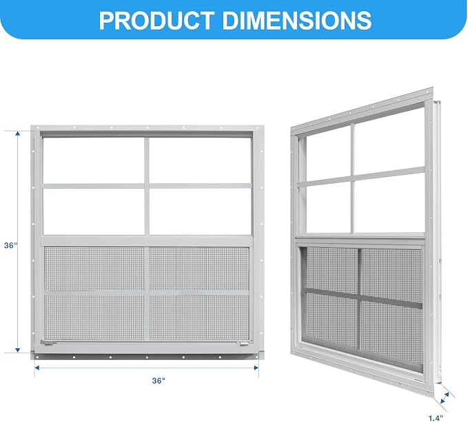 NeatiEase Upgraded Shed Windows 2 Pack, Chicken Coop - Image 6