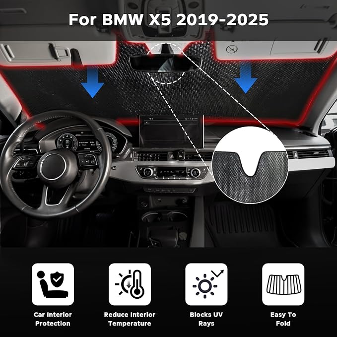 Windshield Sun Shade for BMW X5 2019-2025 - Image 2