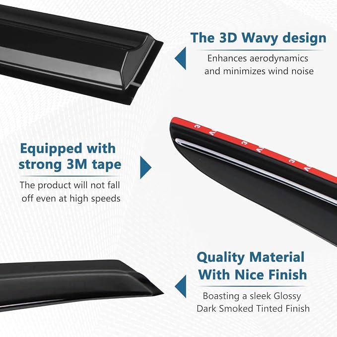 4 PCS Window Visors Deflectors Fit - Image 4