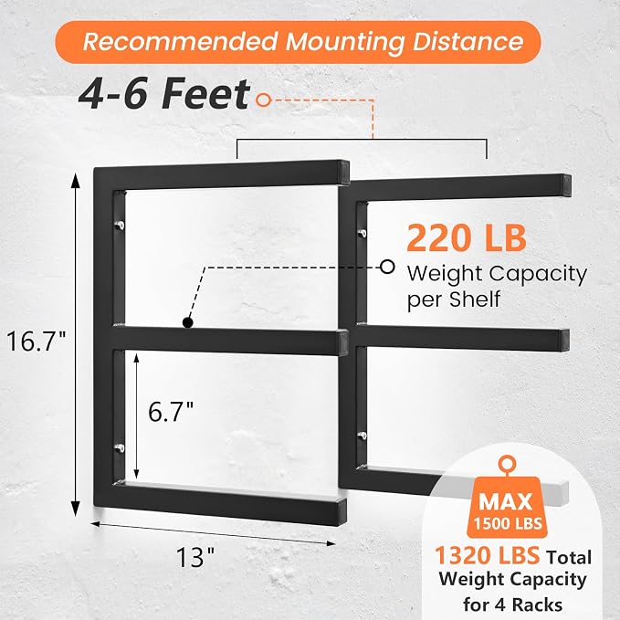 4 Pack Wood Organizer and Lumber Storage Rack Wall Mount, Heavy Duty Wood - Image 2