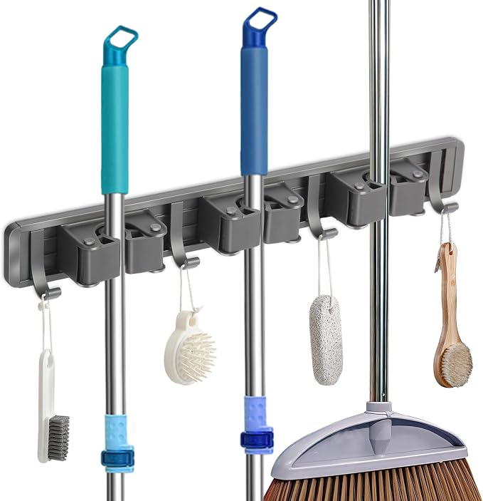 Broom Holder Wall Mount, Aluminum Mop and Broom Holder Hanger by Unknown