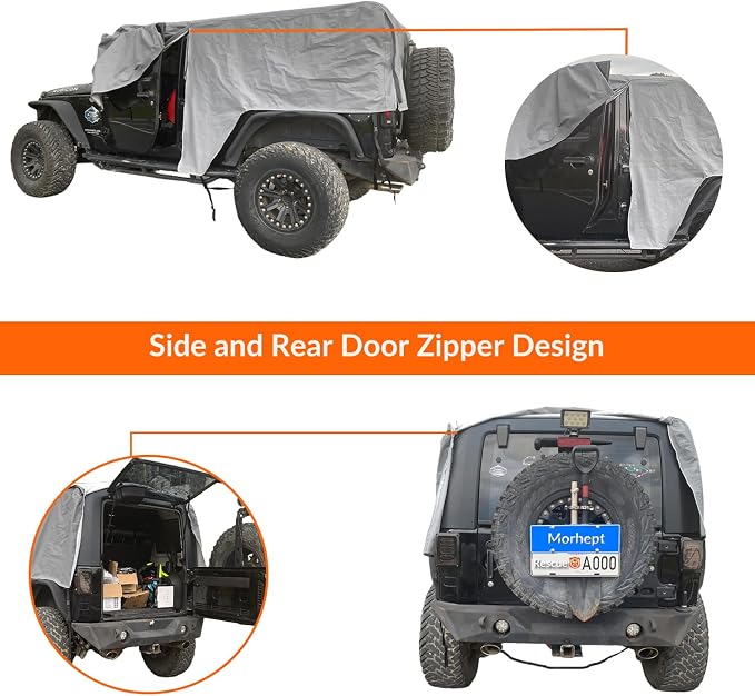 Cab Cover for Jeep Wrangler JK JL 4 Door 2007-2025, Waterproof Wrangler Rain - Image 2
