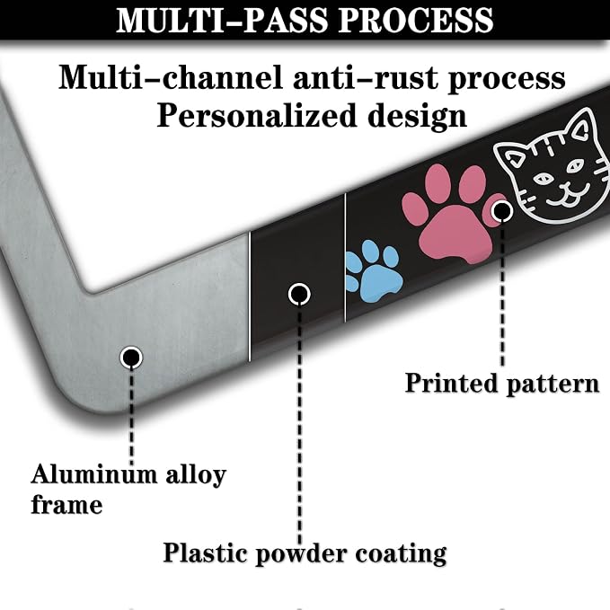 License Plate Frames for Women Multicolor Plate Cover for Car for Men Cat Lover - Image 5