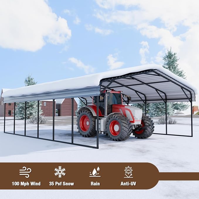 EBE 20'x30' Metal Carport, Heavy Duty Carports Canopy - Image 7