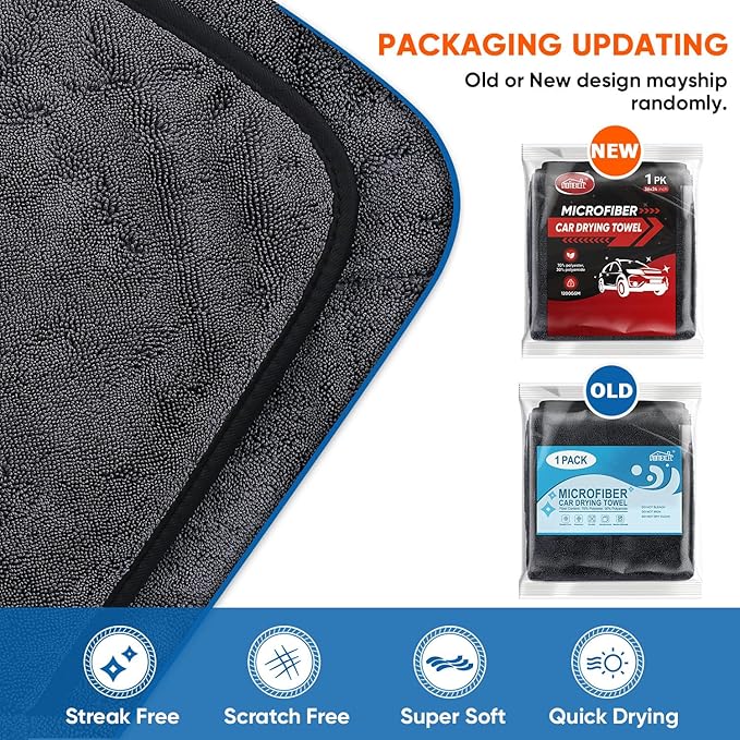 HOMEXCEL Car Drying Towel, 1200GSM Ultra Absorbent Car Cleaning Cloth, - Image 6
