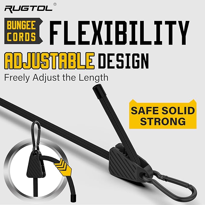 Bungee Cords with Hooks, Upgrade 36 inch Adjustable Bungee Cords with Carabiner - Image 2