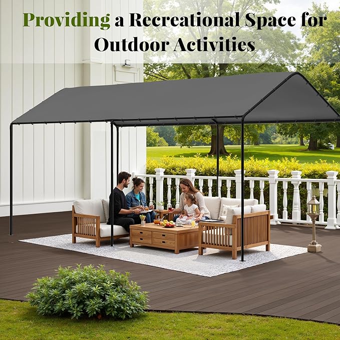 Carport, 10‘ x 20’ Heavy Duty Portable Garage All-Season Car Canopy w/Removable - Image 4