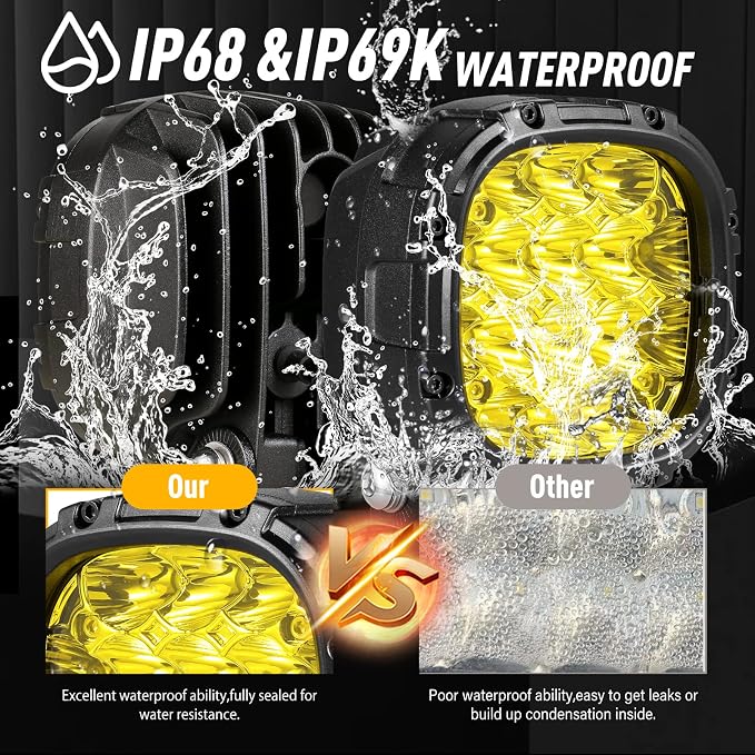 BIGLION.X 4 Inch Pair 160W 18800LM Amber Fog Lights Offroad Pods Super Bright - Image 2