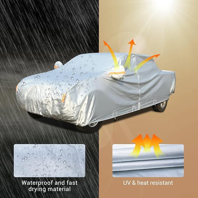 Tecoom Truck Cover Waterproof All Weather, 3 Layers Full Pickup Cover, Fleece - Image 3