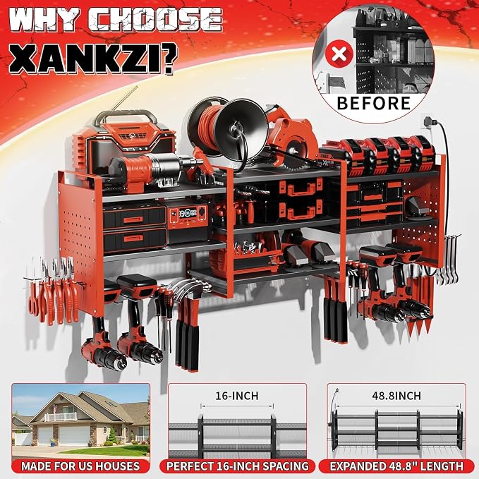 Power Tool Organizer with Charging Station Wall Mount, 3 Layer Expanded Heavy - Image 5