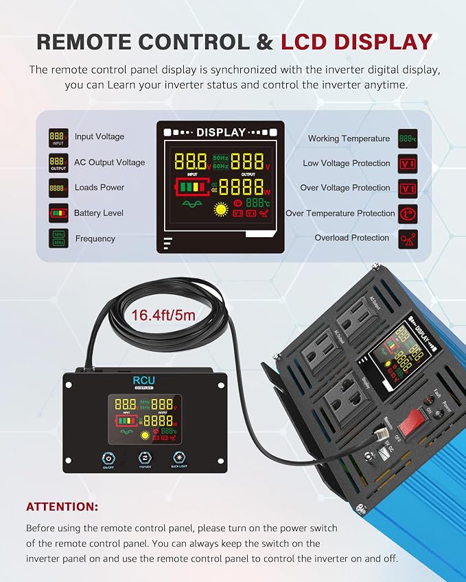 1500 Watt Inverter Pure Sine Wave DC 12V to 110V AC Power Inverters - Image 4