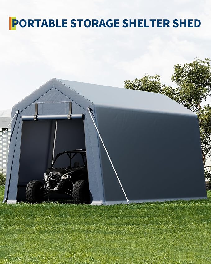7x15FT Outdoor Storage Shed, Portable Carport - Image 7