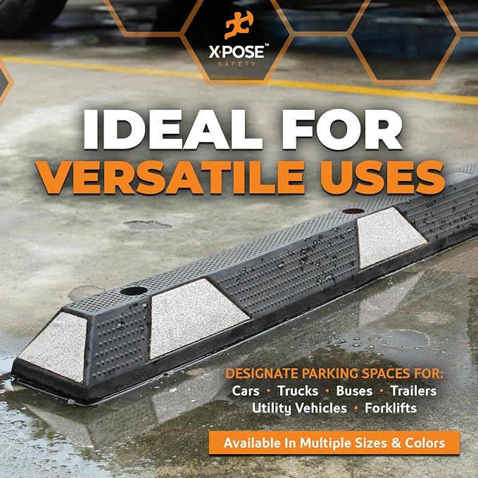 Xpose Safety 72" Heavy Duty Rubber Parking Stopper – 10 Pack Wheel Blocks - Image 6