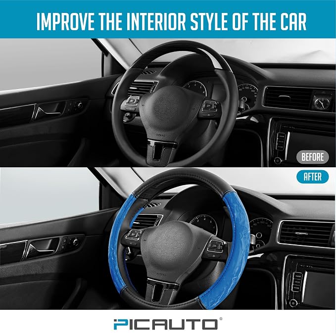 PIC AUTO Steering Wheel Cover, Silk Grain Leather Car Steering Wheel Protector - Image 5