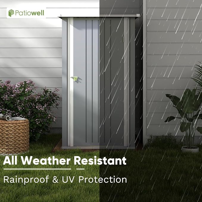 Patiowell 3 x 3 FT Outdoor Storage Shed, Small Garden Tool Storage Shed - Image 6