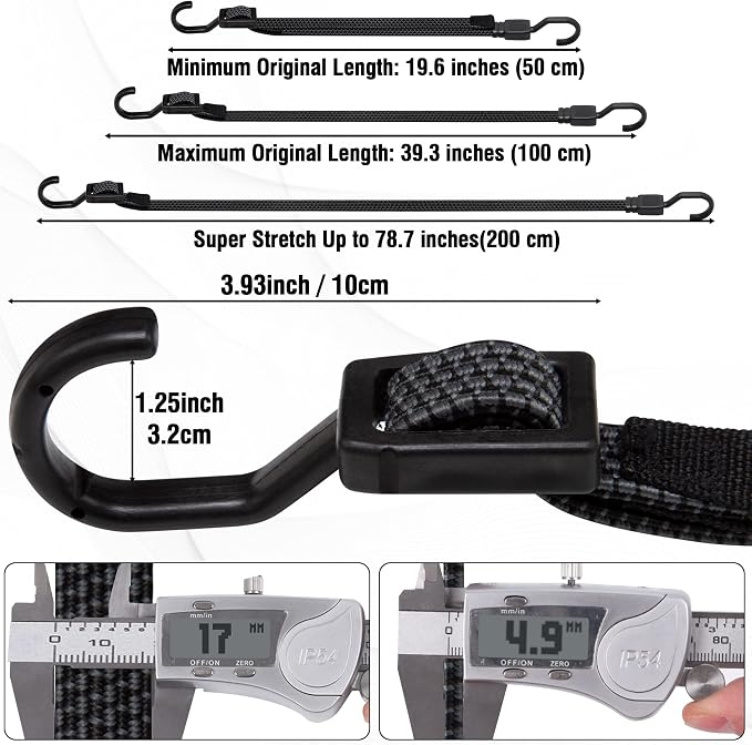 Bungee Cords with Hooks Heavy Duty, Flat Adjustable Bungee Cords with Hooks 40 - Image 3