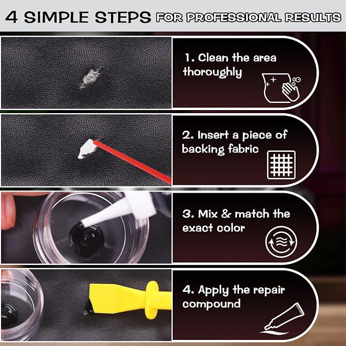 Black Leather & Vinyl Repair Kit, Fix Fading, and Peeling on Leather and Vinyl - Image 4