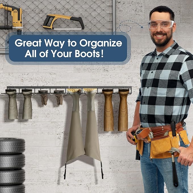 Boot Rack, Wader Hangers for wall, 8 Pair Boots Organizer Racks for Tall Boots - Image 2