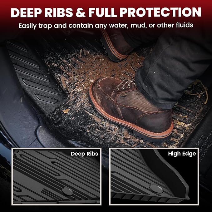 LASFIT Floor Mats for Ford Explorer 2020-2025 6 Passenger TPE All Weather - Image 3