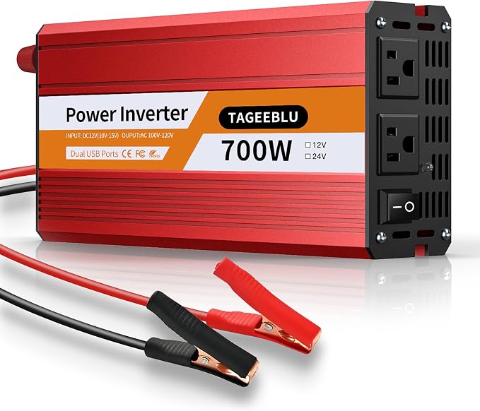 700W Power Inverter, DC 12V to 110V AC Car Inverter by TAGEEBLU