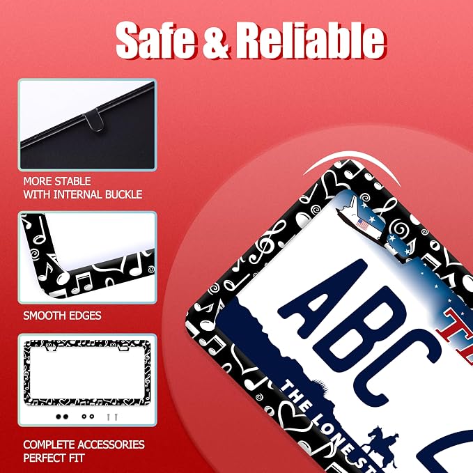 Music Note License Plate Frame Funny Musical License Plate Frames Stainless - Image 2