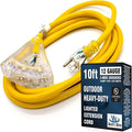 10 ft - 12 Gauge Heavy Duty Extension Cord - 3 Outlet Lighted SJTW - by WattsWire