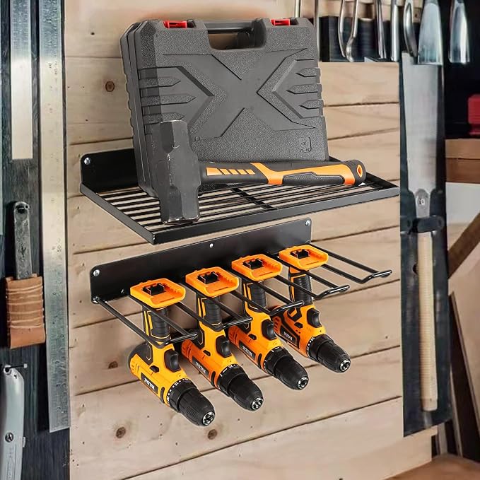 Power Tool Organizer with Charging Station, Drill Holder Wall Mount, Garage - Image 2