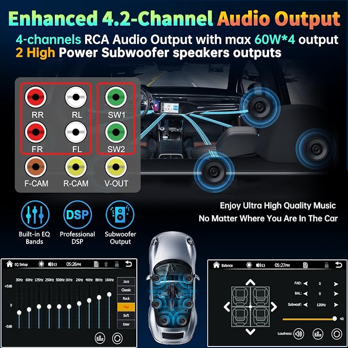 Double Din Car Stereo with Wireless Apple CarPlay and Android Auto, Mirrorlink - Image 3