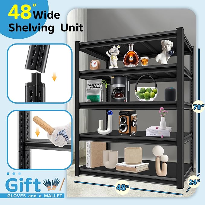 3000LBS Garage Storage Shelves Heavy Duty, 5-Tier Garage Shelving Heavy Duty - Image 3
