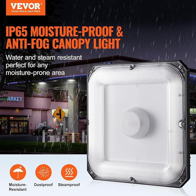 VEVOR 4 Pack LED Canopy Lights, 8800LM 5000K Daylight Commercial Industrial - Image 2