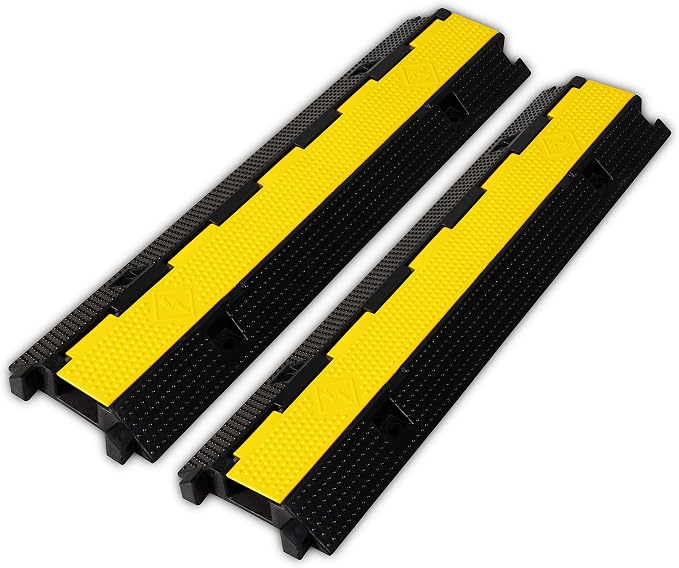 2 Pack Rubber Cable Ramp Hose Cable Protector Ramp 1 Channel 22000Lbs Load by F+COME