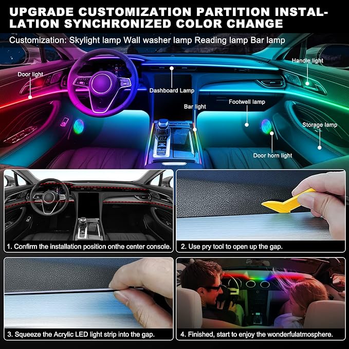 Dreamcolor Acrylic Interior Car LED Strip Light - Image 7