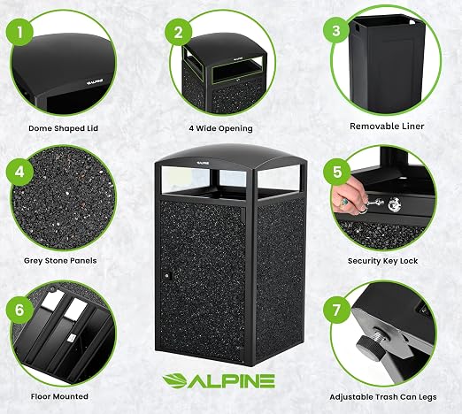 Alpine Outdoor Commercial Trash Can - Image 4