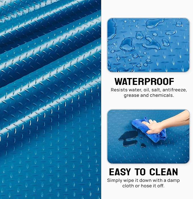 TUFFIOM 7.5 x 20 FT Garage Floor Mat, Thickened Diamond Plate PVC Garage Mats - Image 3