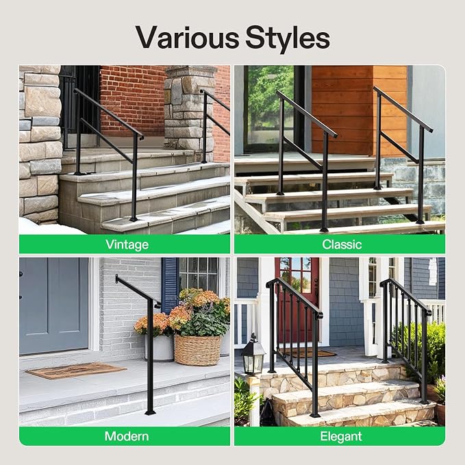 VIVOSUN Outdoor Handrail, 2 Step Stair Handrail, 21.6" x 39" Fits 1 to 2 Steps - Image 7