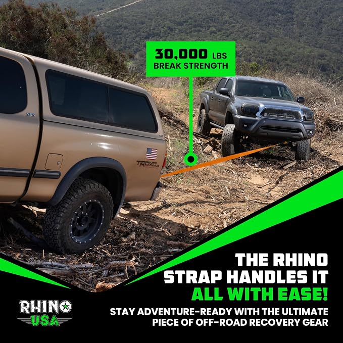 Rhino USA Recovery Tow Strap- 31, 518lb Break Strength- Emergency Recovery - Image 7