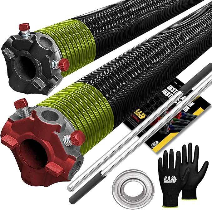 Garage Door Torsion Springs 207x2x22 Includes 1” Steel Bearing, and Winding Bars by GASHardware