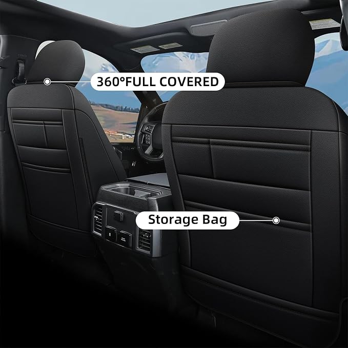 AOMSAZTO Front Seat Covers for Ford F150 XL XLT: 2015-2024 SuperCrew & F250 - Image 2