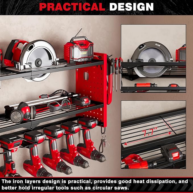 Power Tool Organizer Wall Mount, Cordless Drill Hanger Storage Rack 8 Drill - Image 5