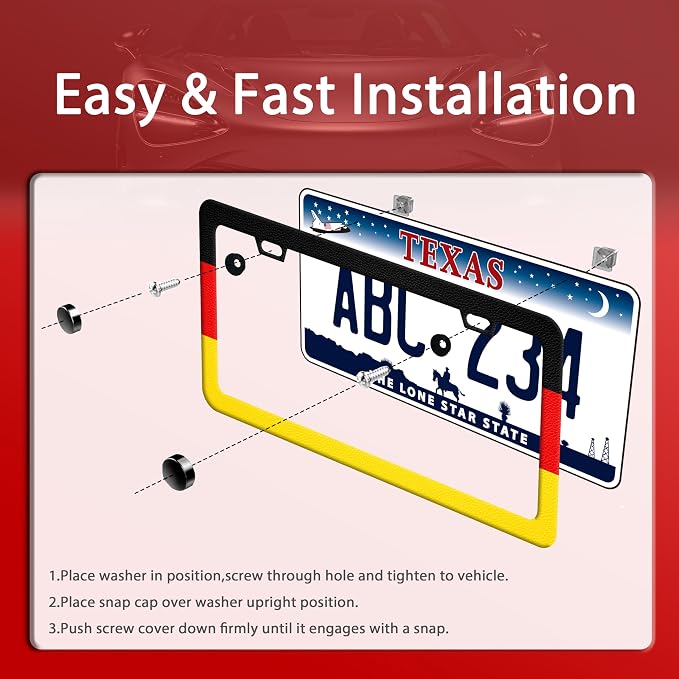 German Flag License Plate Frame Funny Germany License Plate Frames Stainless - Image 3