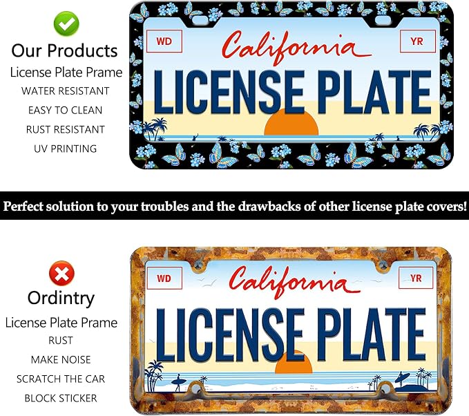 Blue Flower Butterfly License Plate Frames - Image 4