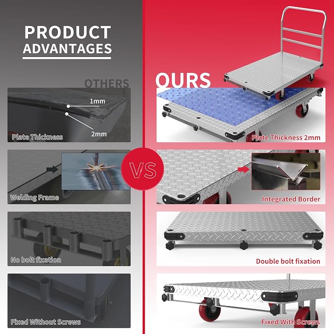 Extra Large Steel Panel Cart Dolly, 2IN1 Heavy Duty Drywall Lumber Truck - Image 5