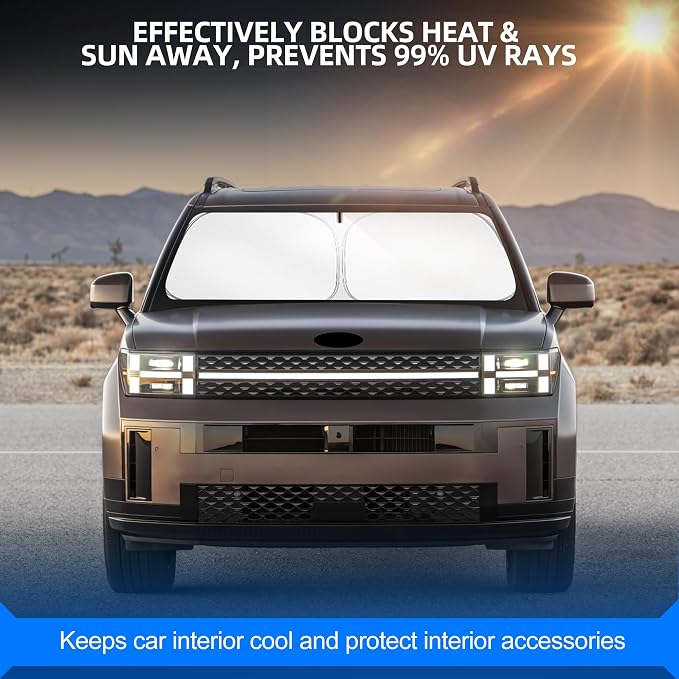Windshield Sun Shade for H-yund-ai Santa Fe 2019-2025 2026 Foldable Sunshade - Image 7
