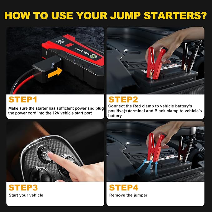 Scatach 011 3000A Car Battery Jump Starter, 12V Jump Starter Battery Pack - Image 6
