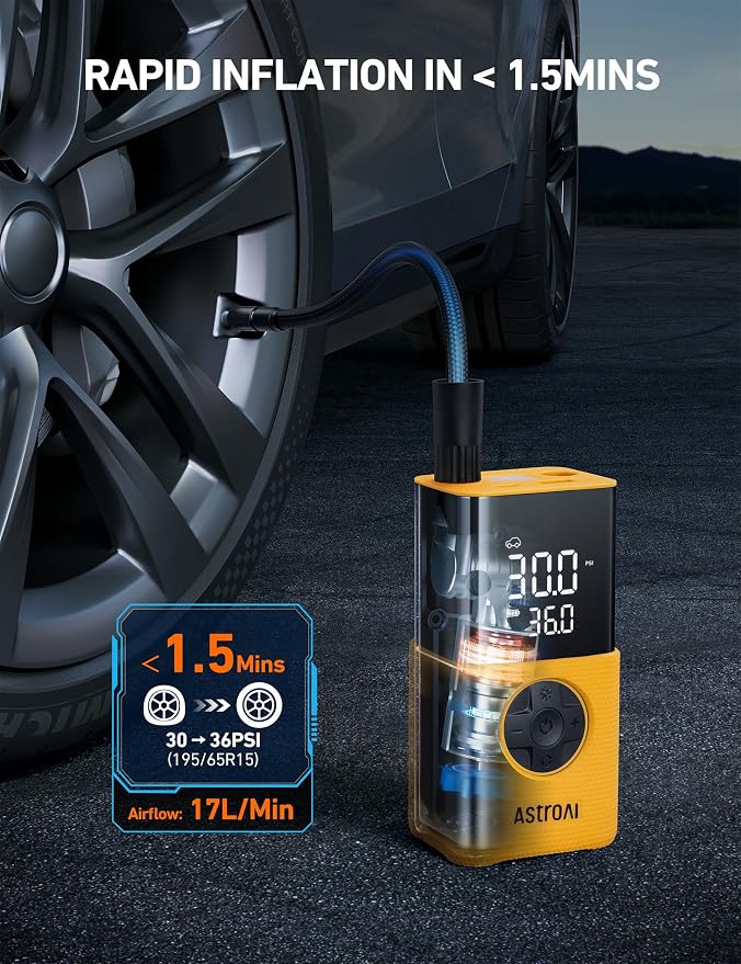 AstroAI Tire Inflator L7S Portable Air Compressor Cordless Bike Air Pump - Image 4