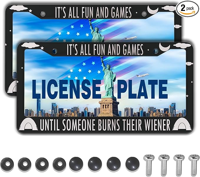 License Plate Frames License Plate Covers It’s All Fun and Games Until Someone by Unknown