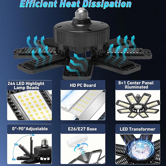 Garage Light 8 Pack - 240W 24000LM 6500K Garage Lights Ceiling LED - Image 3